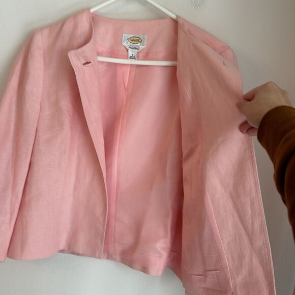 Vintage Talbots 100% Irish linen lightweight cardigan jacket coat pink size 6 - Picture 7 of 9